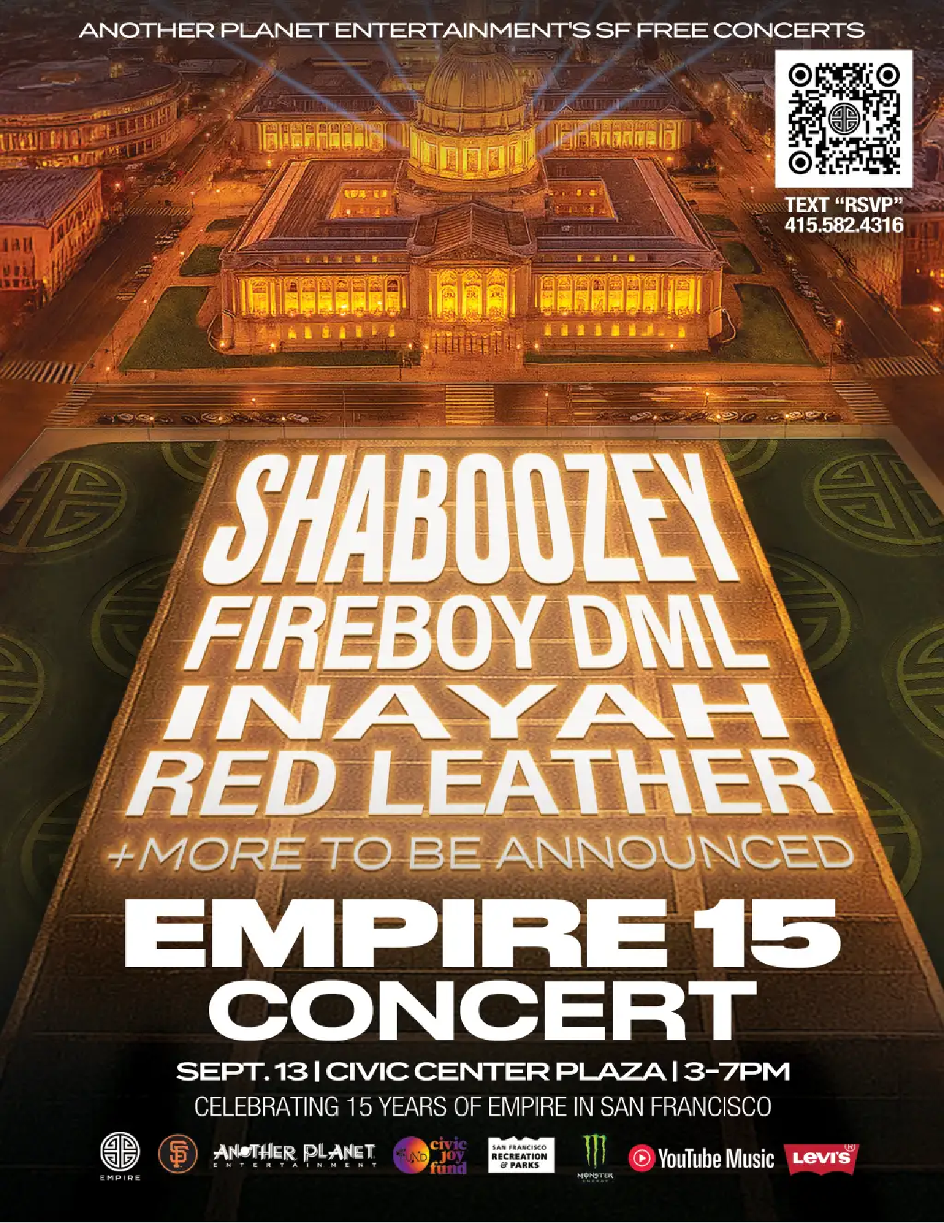 EMPIRE 15 - Free San Francisco Concert Saturday, September 13th by